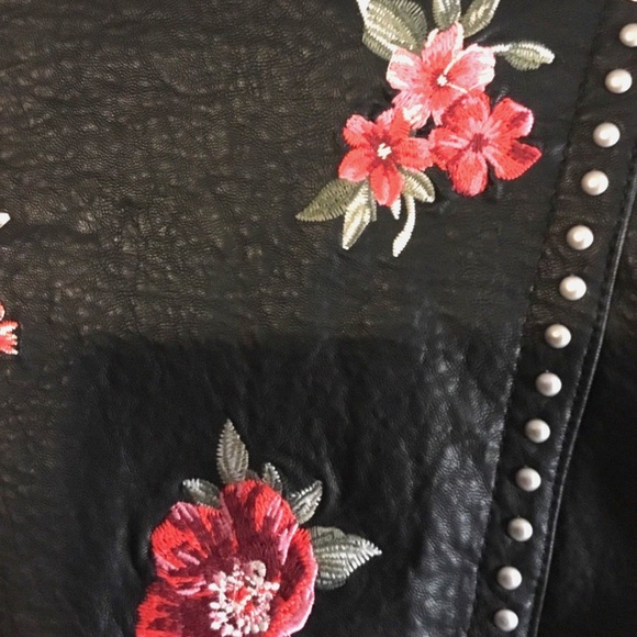 Faux Leather Embroidered Biker Jacket by American Eagle - Picture 2 of 6